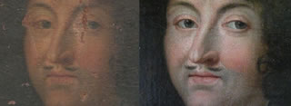 Restauration portrait - peinture à l'huile du 17e