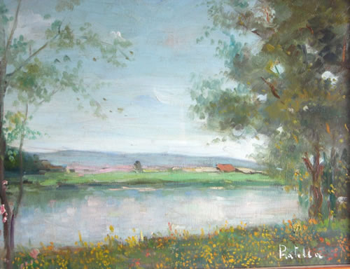 Antique painting for sale : River - Pratella Fausto - Italian School